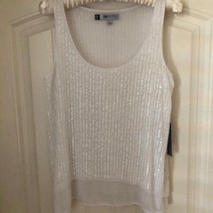 JLO Jennifer Lopez White Sequin Tank Top NWT PM